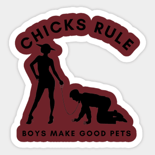 Chicks Rule Boys Make Good Pets Humor Female Empowerment Feminism Sticker